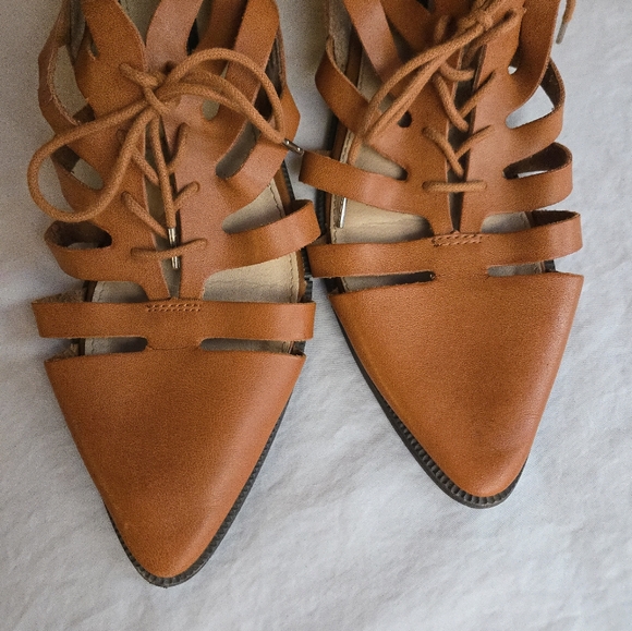 Forever 21 Brown Pointed Toe Lace Up Cage Sandals 7.5 - Picture 4 of 13
